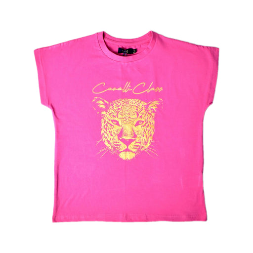 A Pink Short Sleeve T Shirts from Roberto Cavalli in size 14Y for girl. (Front View)