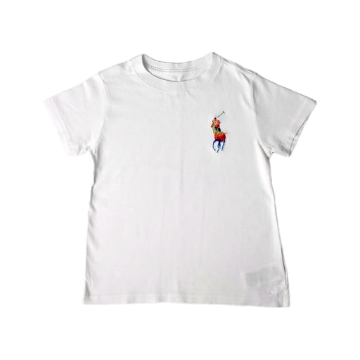 A White Short Sleeve T Shirts from Polo Ralph Lauren in size 4T for boy. (Front View)
