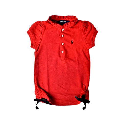 A Red Short Sleeve Polos from Ralph Lauren in size 3T for girl. (Front View)