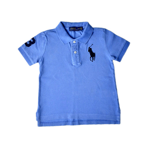 A Blue Short Sleeve Polos from Polo Ralph Lauren in size 3T for boy. (Front View)