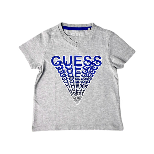 A Grey Short Sleeve T Shirts from Guess in size 3T for boy. (Front View)