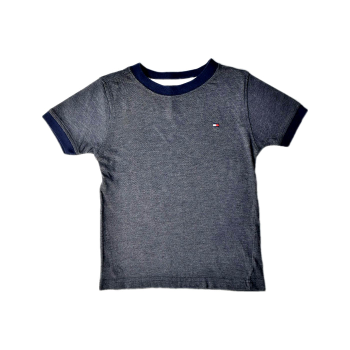 A Grey Short Sleeve T Shirts from Tommy Hilfiger in size 4T for boy. (Front View)