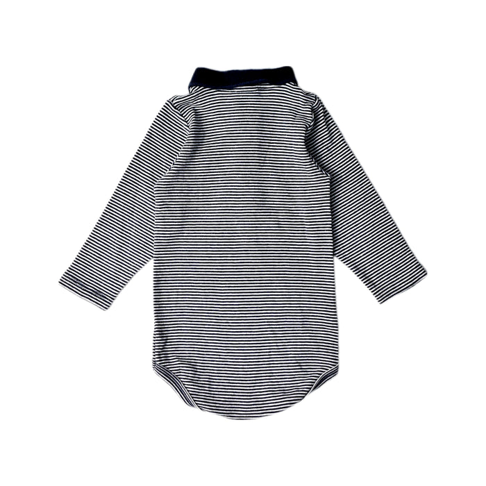 A Navy Long Sleeve Bodysuits from Petit Bateau in size 3-6M for boy. (Back View)
