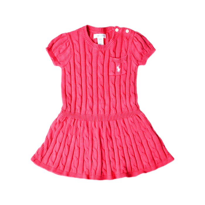 A Pink Sweater Dresses from Ralph Lauren in size 6-12M for girl. (Front View)