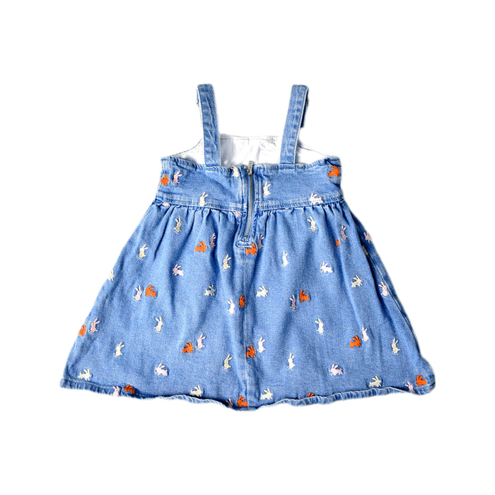 A Blue Overall Dresses from Seed in size 2T for girl. (Back View)