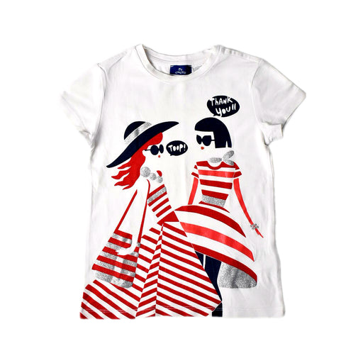 A Red Short Sleeve T Shirts from Chicco in size 4T for girl. (Front View)
