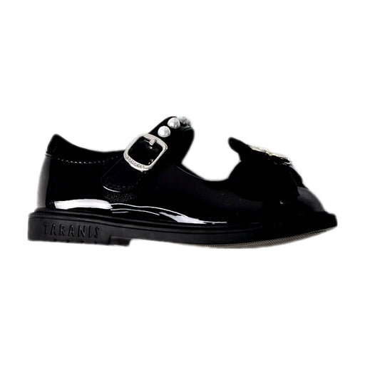 A Black Flats from Taranis in size 4T for girl. (Front View)