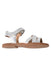 A Silver Sandals from Geox in size 3T for girl. (Front View)