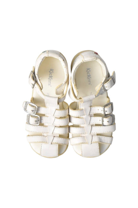 A White Sandals from Kickers in size 3T for girl. (Back View)