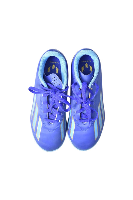 A Blue Cleats/Soccer Shoes from Adidas in size 7Y for boy. (Back View)