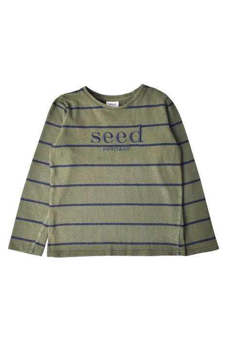 A Green Long Sleeve T Shirts from Seed in size 8Y for boy. (Front View)