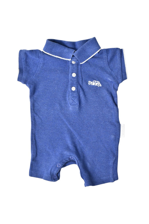 A Blue Rompers from Purebaby in size Newborn for boy. (Front View)