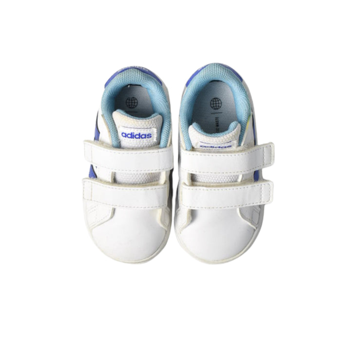 A White Sneakers from Adidas in size 12-18M for boy. (Back View)