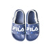 A Navy Sandals from Fila in size 7Y for boy. (Back View)