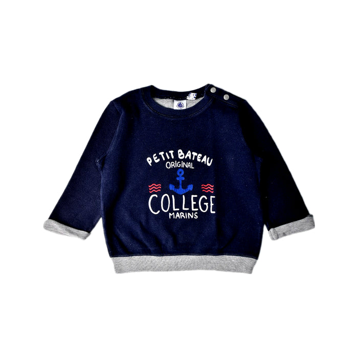 A Navy Crewneck Sweatshirts from Petit Bateau in size 2T for boy. (Front View)