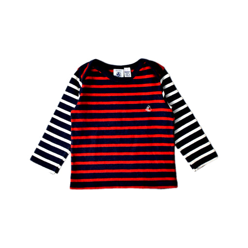 A Red Long Sleeve T Shirts from Petit Bateau in size 6-12M for boy. (Front View)