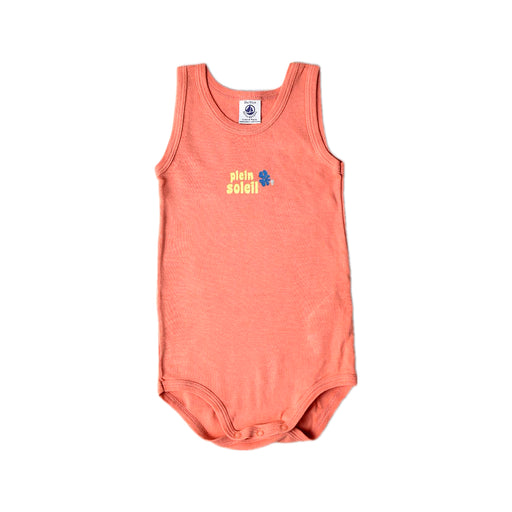A Orange Sleeveless Bodysuits from Petit Bateau in size 12-18M for boy. (Front View)