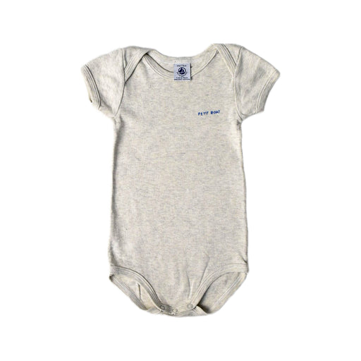 A Ivory Short Sleeve Bodysuits from Petit Bateau in size 6-12M for boy. (Front View)