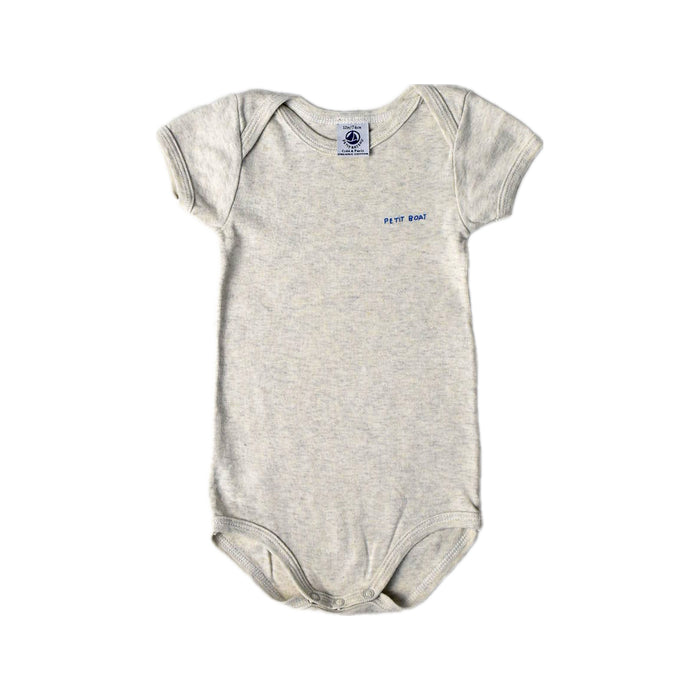 A Ivory Short Sleeve Bodysuits from Petit Bateau in size 6-12M for boy. (Front View)