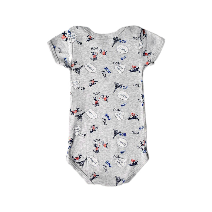 A Grey Short Sleeve Bodysuits from Petit Bateau in size 6-12M for boy. (Back View)