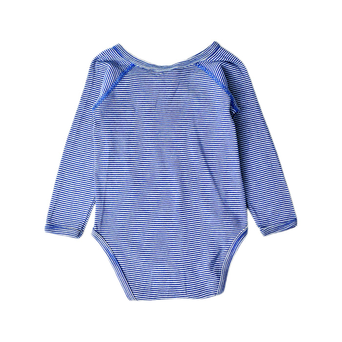A Blue Long Sleeve Bodysuits from Petit Bateau in size 6-12M for boy. (Back View)