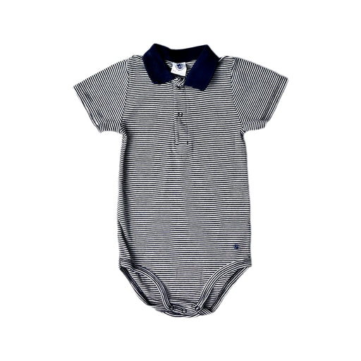 A Navy Short Sleeve Bodysuits from Petit Bateau in size 3T for boy. (Front View)