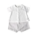 A White Short Sleeve Rompers from Petit Bateau in size 3-6M for boy. (Front View)