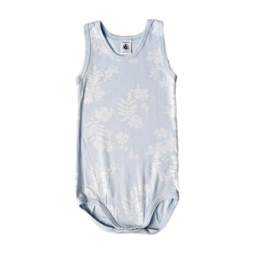 A Blue Sleeveless Bodysuits from Petit Bateau in size 2T for boy. (Front View)