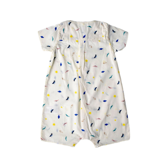 A White Short Sleeve Rompers from Petit Bateau in size 12-18M for boy. (Back View)