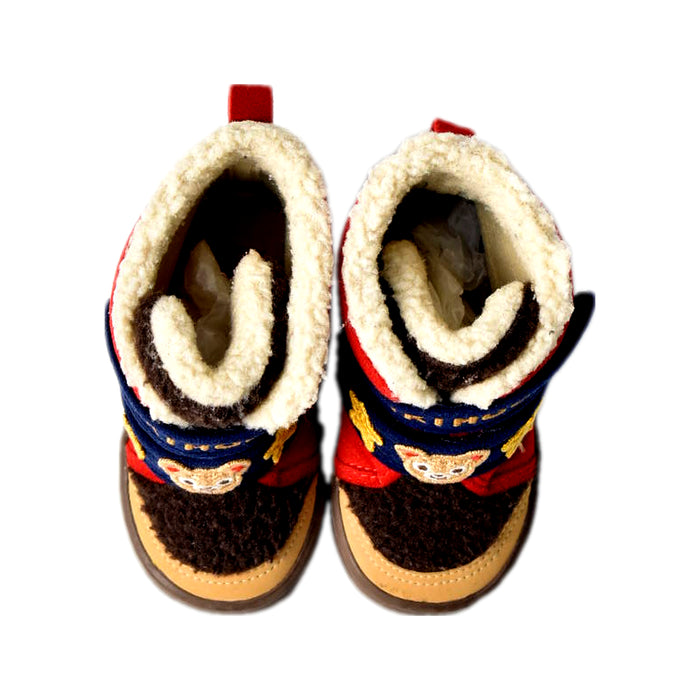 A Red Booties from Miki House in size 3T for boy. (Back View)