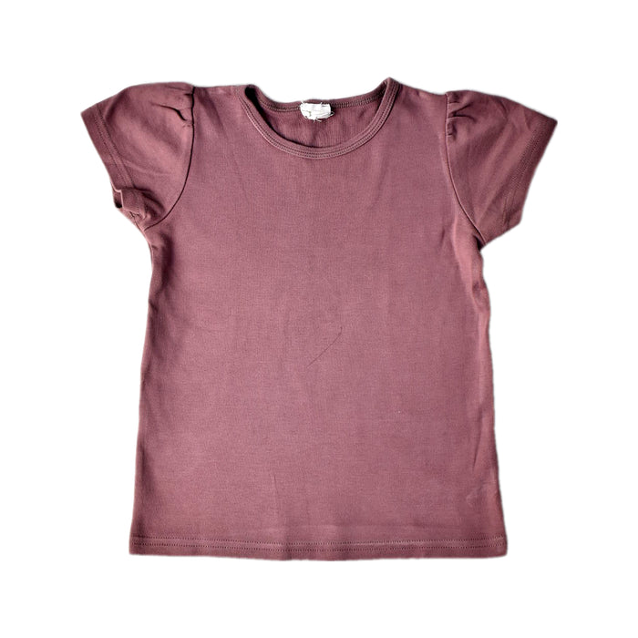A Purple Short Sleeve T Shirts from Jamie Kay in size 5T for girl. (Front View)