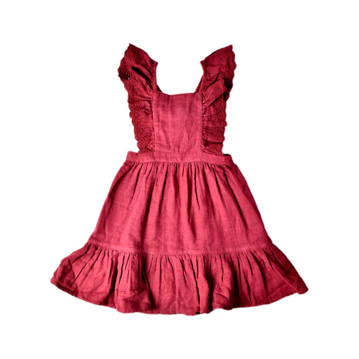 A Burgundy Sleeveless Dresses from Jamie Kay in size 5T for girl. (Front View)