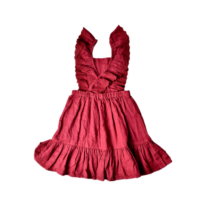 A Burgundy Sleeveless Dresses from Jamie Kay in size 5T for girl. (Back View)