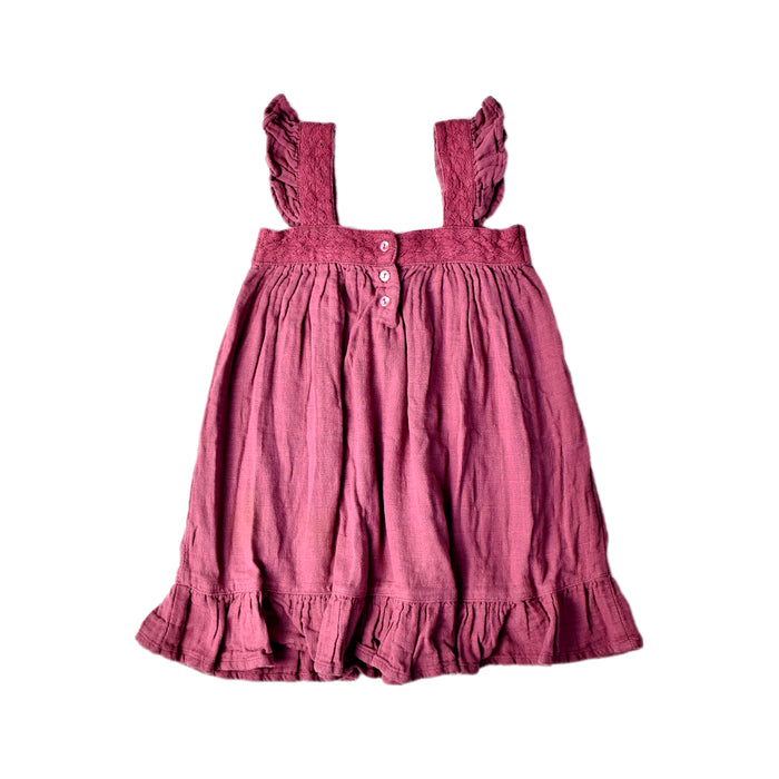 A Purple Sleeveless Dresses from Jamie Kay in size 4T for girl. (Back View)