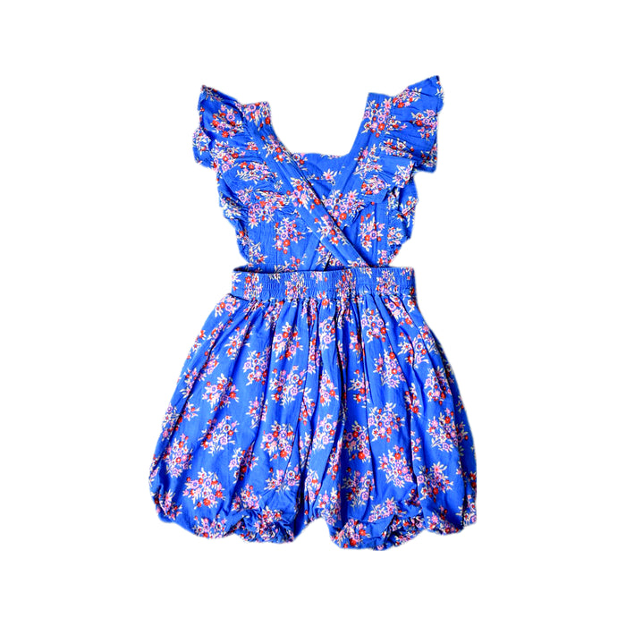 A Blue Sleeveless Rompers from Kidsagogo in size 3T for girl. (Back View)