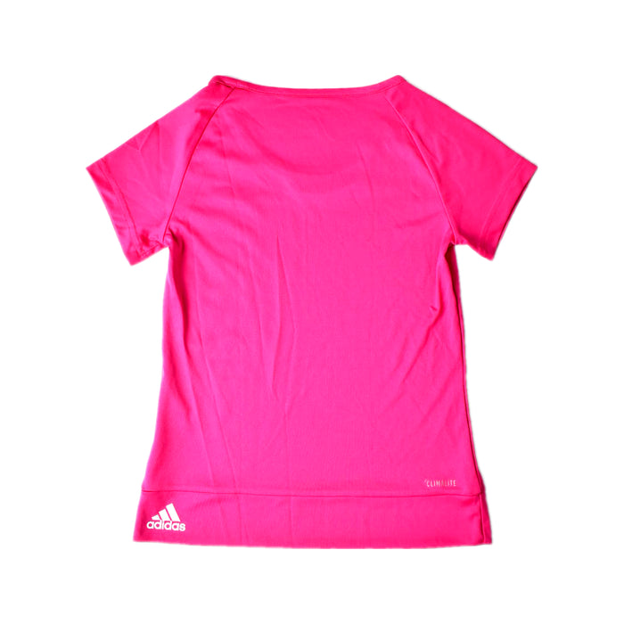 A Pink Short Sleeve T Shirts from Adidas in size 9Y for girl. (Back View)