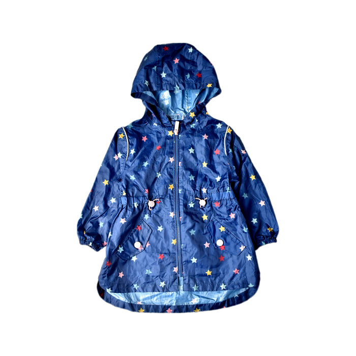 A Blue Rain Jackets from Fat Face in size 3T for girl. (Front View)