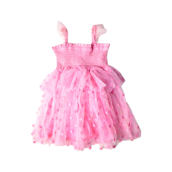 A Pink Sleeveless Dresses from Seed in size 6-12M for girl. (Back View)