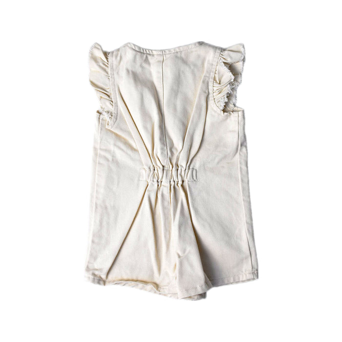 A Ivory Sleeveless Rompers from Seed in size 2T for girl. (Back View)