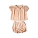 A Peach Shorts Sets from Gingersnaps in size 6-12M for girl. (Front View)