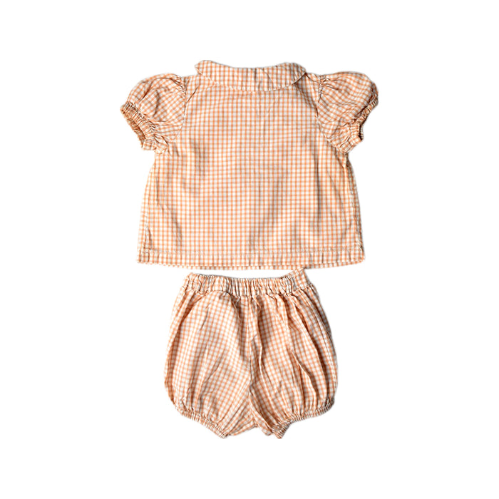 A Peach Shorts Sets from Gingersnaps in size 6-12M for girl. (Back View)