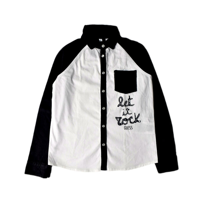 A Black Long Sleeve Shirts from Guess in size 6T for boy. (Front View)