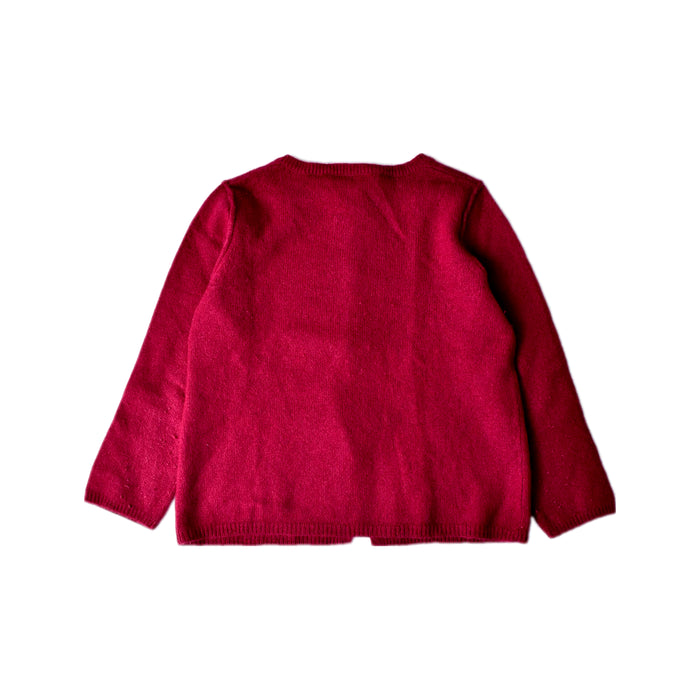 A Red Cardigans from Bonpoint in size 4T for girl. (Back View)