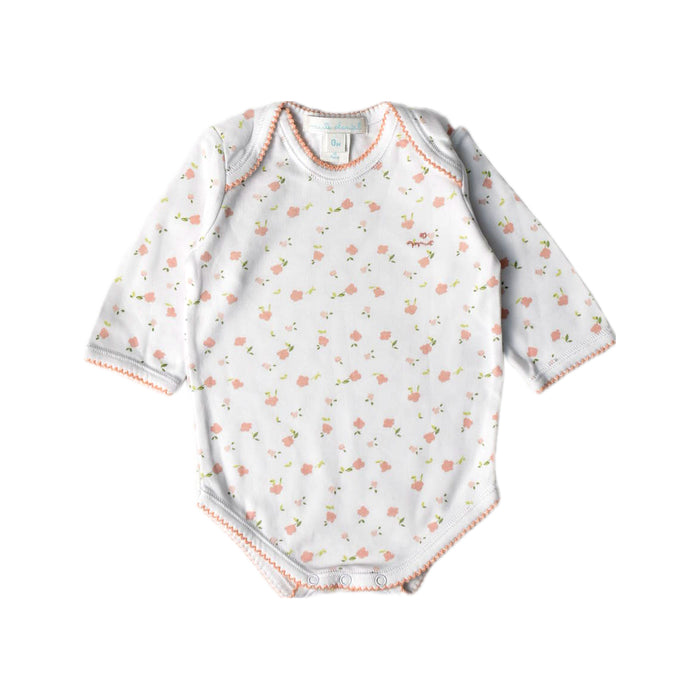A White Long Sleeve Bodysuits from Marie Chantal in size 0-3M for girl. (Front View)