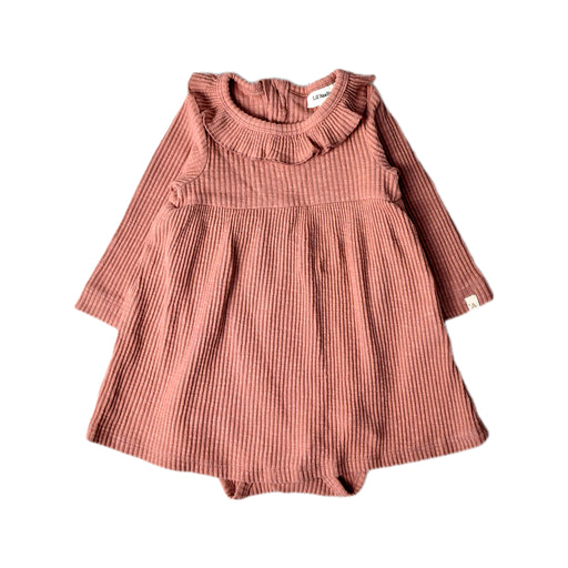 A Pink Long Sleeve Dresses from Lil' Atelier in size 3-6M for girl. (Front View)