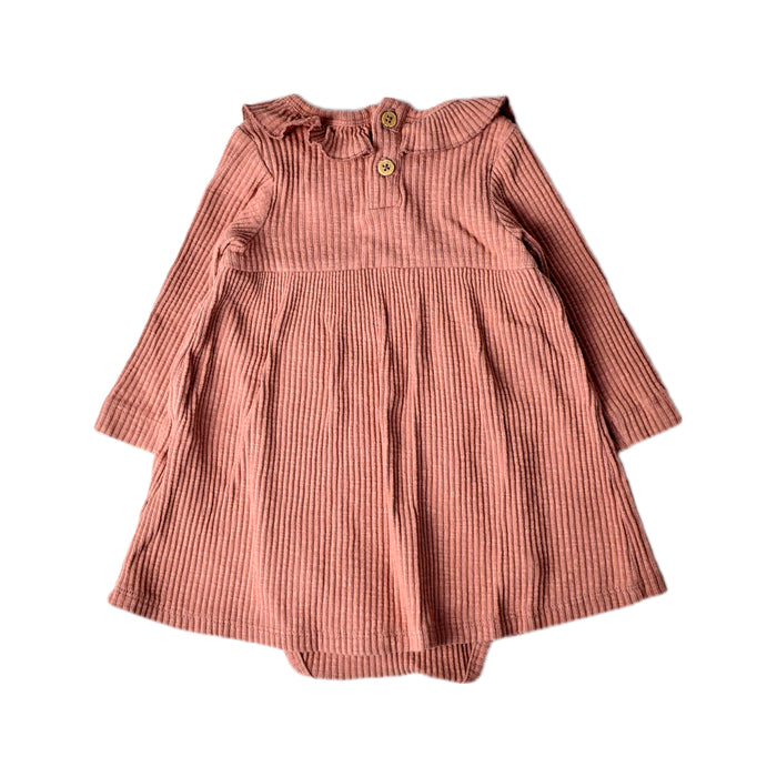 A Pink Long Sleeve Dresses from Lil' Atelier in size 3-6M for girl. (Back View)