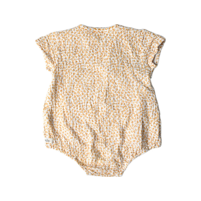A Beige Short Sleeve Bodysuits from Buho in size 3-6M for girl. (Back View)