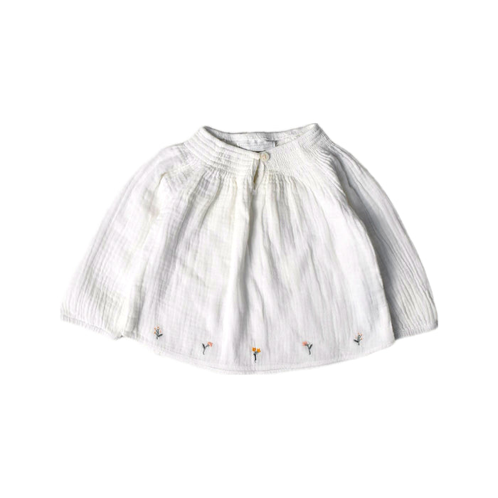 A White Long Sleeve Tops from The Little White Company in size 0-3M for girl. (Front View)