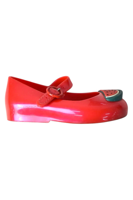 A Red Flats from Mini Melissa in size 18-24M for girl. (Front View)