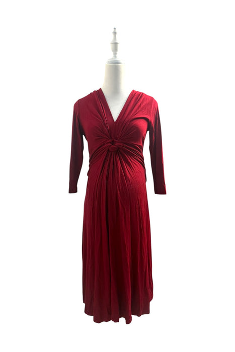 A Red Long Sleeve Dresses from Seraphine in size Maternity-M for maternity. (Back View)